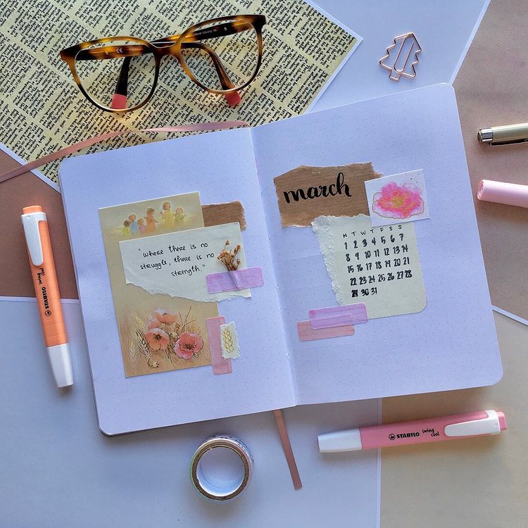 Bullet Journal Creative Mixed Media Spread