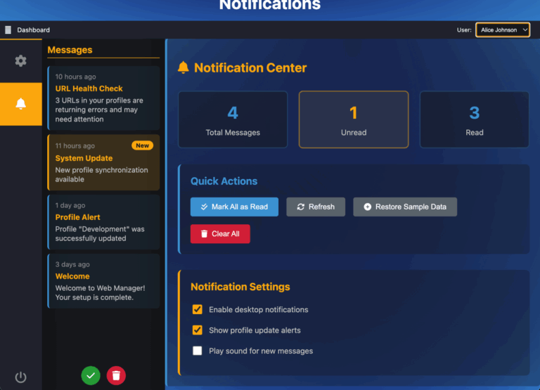 Web Manager Notifications
